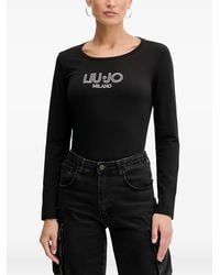 Liu Jo - T-Shirt Orné De Perles À Manches Longues - Lyst