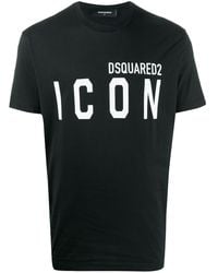 DSquared² T-shirt à imprimé Icon en coton noir