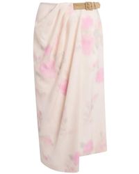 Moschino - Floral-Print Belted Midi Wrap Skirt - Lyst