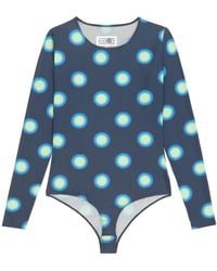 MM6 by Maison Margiela - Langärmeliger Body Mit Polka Dot-Print - Lyst