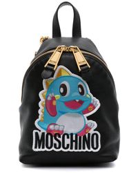 Moschino - Leren Rugzak Met Rits En Patch - Lyst