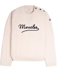 Moncler - Pull À Logo Brodé Et Boutons Sur L'Épaule - Lyst