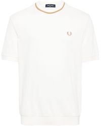 Fred Perry - Pikee-T-Shirt mit Logo-Stickerei - Lyst