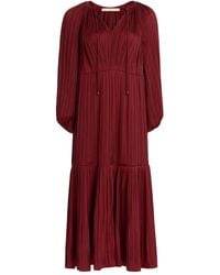 Marie Oliver - Perrin Geplooide Maxi-Jurk Met Gestrikte Hals - Lyst