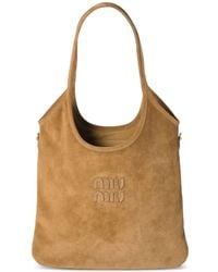 Miu Miu - Ivy Suede Logo-Detail Shoulder Bag - Lyst