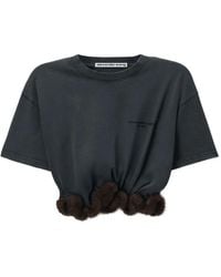 Alexander Wang - Short-Sleeve T-Shirt W/ Faux-Fur Trim - Lyst