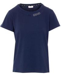 Liu Jo - Strass Logo T-Shirt - Lyst