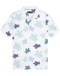 Vilebrequin - Cotton Piqué Polo Shirt With Contrasting All-Over Ronde Des Tortues Print - Lyst