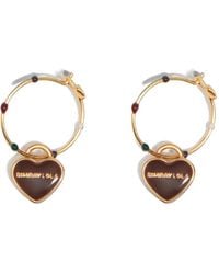 Bimba Y Lola - Medium Hoop Earrings With Enamel Heart And Logo - Lyst