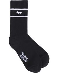 Maison Kitsuné - Profile Fox-Embroidered Striped Socks - Lyst