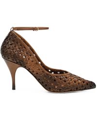 Miu Miu - Woven-Leather Ankle-Strap Pumps - Lyst