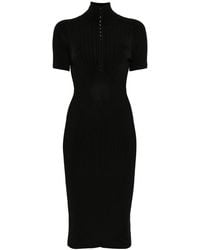 Mugler - Hook-And-Eye Rib-Knit Midi Dress - Lyst