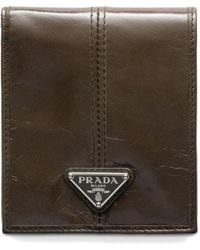 Prada - Triangle Logo Leather Wallet - Lyst