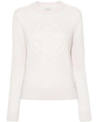 Moncler - Pullover Mit Logo-Stickerei - Lyst