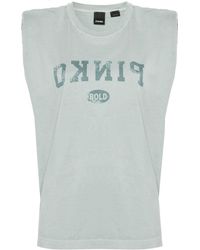 Pinko - Camiseta con hombreras y logo - Lyst
