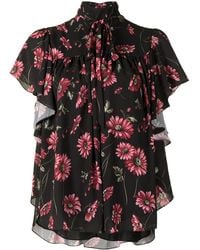 Adam Lippes - Floral-Print Flounce Sleeve Blouse - Lyst