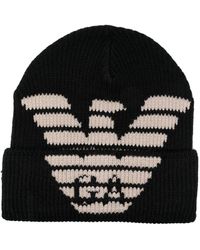 Emporio Armani - Logo-intarsia Ribbed-knit Beanie - Lyst