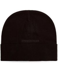 ARMANI EXCHANGE - Logo-Embroidered Ribbed-Trim Beanie Hat - Lyst