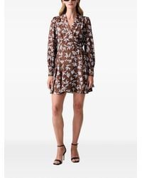 Fracomina - Robe Portefeuille Courte À Fleurs - Lyst