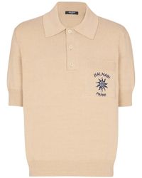 Balmain - Short-Sleeve Knitted Polo Shirt - Lyst
