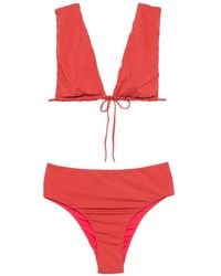 Osklen - Plunging Tie-Fastening Bikini - Lyst