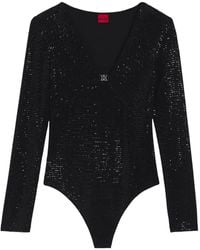 HUGO - Sequin-Embellished V-Neck Bodysuit - Lyst