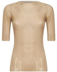 Uma Wang - T-Shirt Nervuré À Bords Festonnés - Lyst