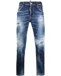 DSquared² - Distressed Slim-cut Jeans - Lyst