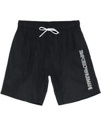 Emporio Armani - Logo-Print Drawstring Swim Shorts - Lyst