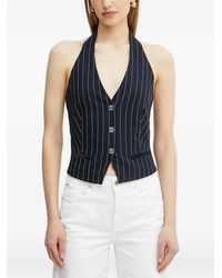 Fracomina - Geknöpftes Neckholder-Top Mit Nadelstreifen - Lyst