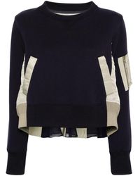 Sacai - Panelled Pleated Sweatshirt - Lyst