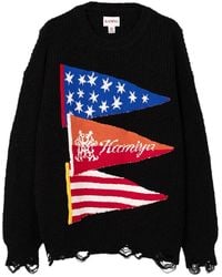KAMIYA - Flag Frayed Sweater - Lyst
