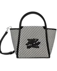 KARL LAGERFELD - Woven-Design Logo-Patch Tote Bag - Lyst