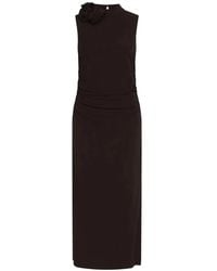 Marella - Flower-Appliqué High-Neck Midi Dress - Lyst