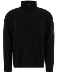 C.P. Company - Lambswool Grs Half Zipped Knit - Lyst