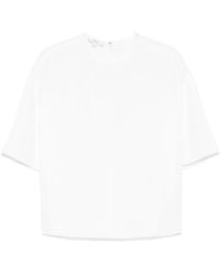 Vince - Satin-Trim Crepe Blouse - Lyst