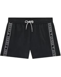 Guess - Logo-Tape Drawstring Swim Shorts - Lyst