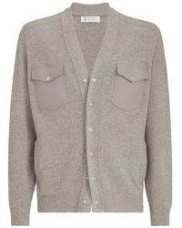 Brunello Cucinelli - Cashmere Cardigan With Chest Pockets And Snap Buttons - Lyst