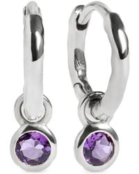 Monica Vinader - Gemstone-Pendant Hoop Earrings - Lyst