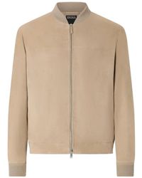 ZEGNA - Light Taupe Suede Bomber - Lyst