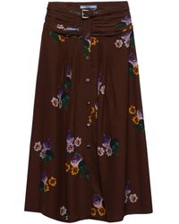 Prada - Floral-print Midi Skirt - Lyst