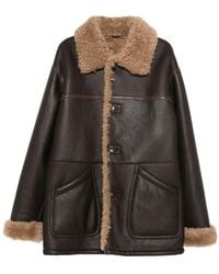 Bally - Shearling-Collar Leather Coat - Lyst