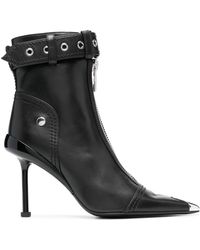 McQueen - Leather Ankle Boots With Zippered Closure And Adjustable Buckle - Lyst