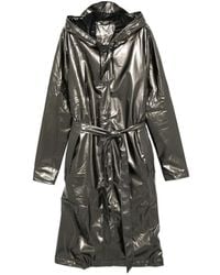 Rains - A-Line Hooded Belted Coat - Lyst