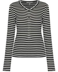 Munthe - Gestreept T-Shirt Met Knopen En Lange Mouwen - Lyst