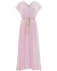 Lee Mathews - Drawstring-Waist V-Neck Midi Dress - Lyst