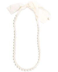 forte_forte - Pearl-Embellished Ribbon Necklace - Lyst