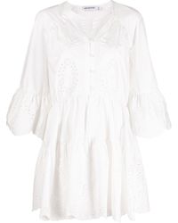 Self-Portrait - Broderie Anglaise Tiered Mini Dress - Lyst