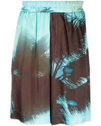 Laneus - Palm Tree-print Elasticated-waist Shorts - Lyst