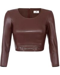 Elisabetta Franchi - Embossed Logo-Detail Top - Lyst